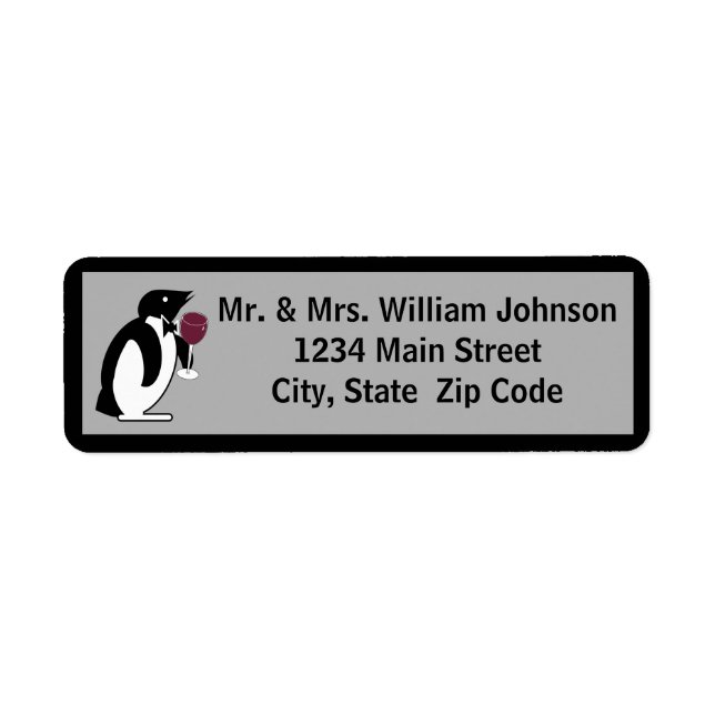 Étiquette Pingouin Avec Un Verre De Vin (Devant)