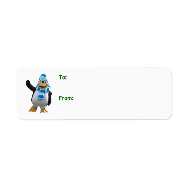 Étiquette Pingouin mignon caricaturiste (Devant)