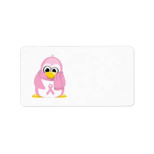 Étiquette Pingouin rose de cancer du sein