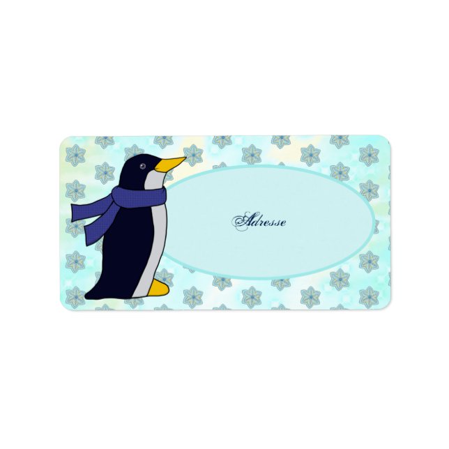 Étiquette Pinguin mit Schal Adressaufkleber (Devant)