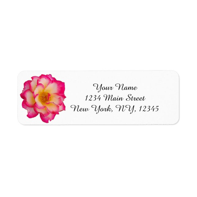 Étiquette Pink and Yellow Rose Return Address Label (Devant)