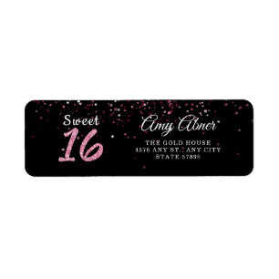 Étiquette Pink Burgundy Parties scintillant Sweet 16 Return 