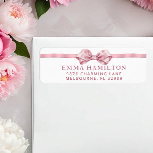 Étiquette Pink Coquette Bow Girl Baby shower Adresse de reto