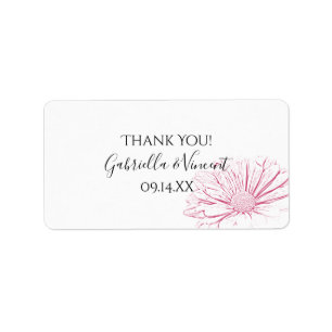 Étiquette Pink Daisy Effect Wedding Thank You Favor Tags