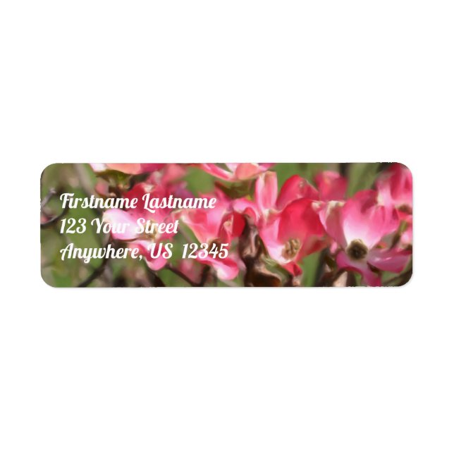 Étiquette Pink Dogwood Flower Blossoms Adresse de peinture (Devant)