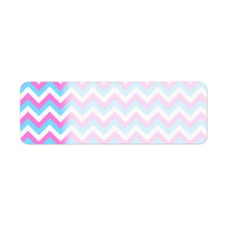 Étiquette Pink et Bleu Chevron Zig Zag Stripes.
