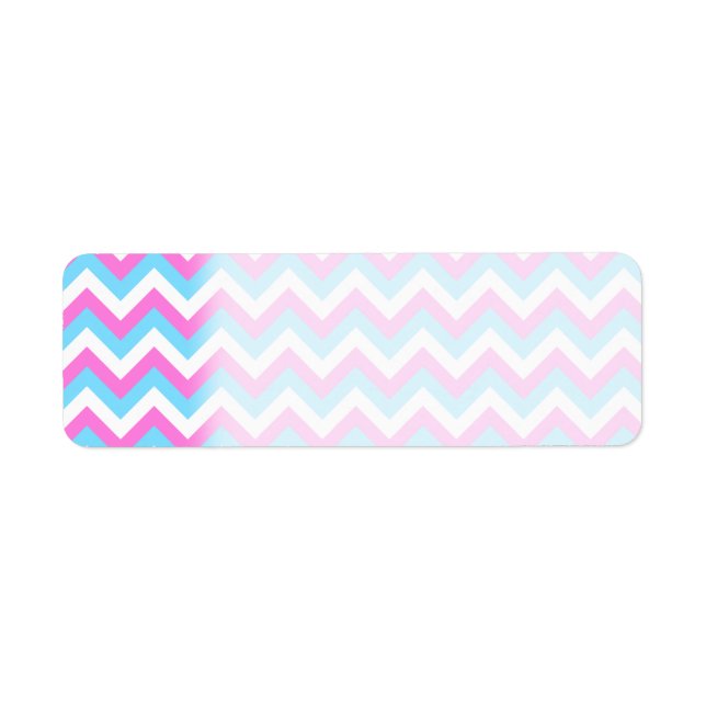 Étiquette Pink et Bleu Chevron Zig Zag Stripes. (Devant)