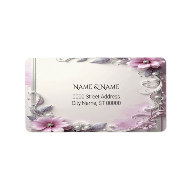 Étiquette Pink Floral Frame Address Label (Devant)