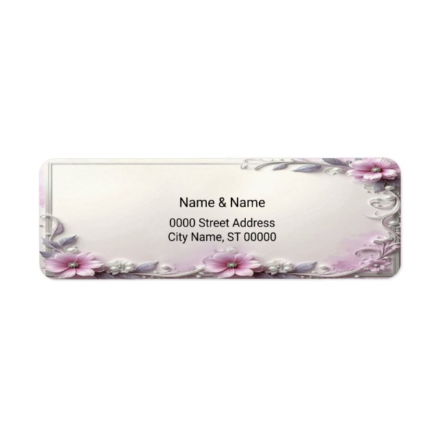 Étiquette Pink Floral Frame Return Address Label (Devant)