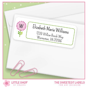 Étiquette Pink Floral Monogramme Adresse de retour