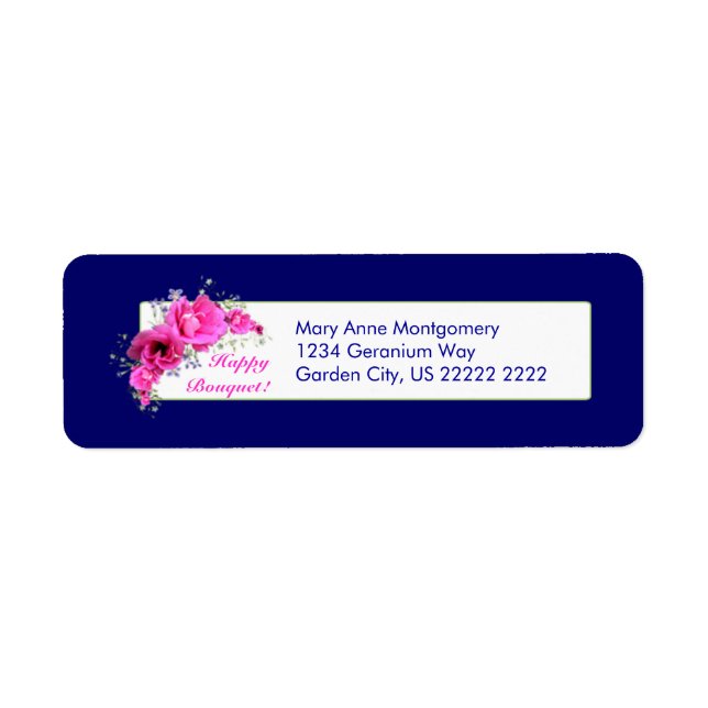 Étiquette Pink Geranium Bouquet Return Address Labels (Devant)