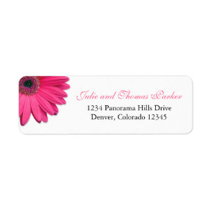 Étiquette Pink Gerbera Daisy Mariage Simple Adresse de retou