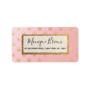 Étiquette Pink Gold Cute Adresse de retour