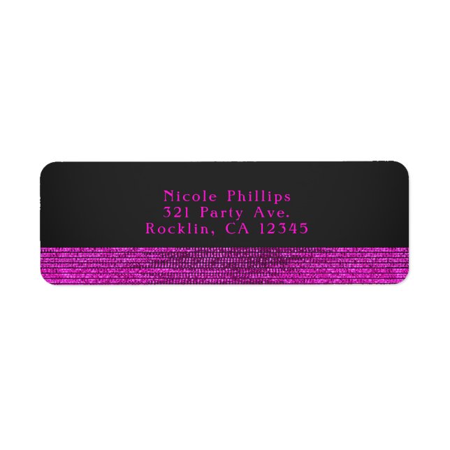 Étiquette Pink & Grey Modern Glam Sequins Invitation de la f (Devant)