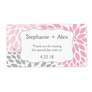 Étiquette Pink & Grey Mum Bouteille d'eau Favor - customisez