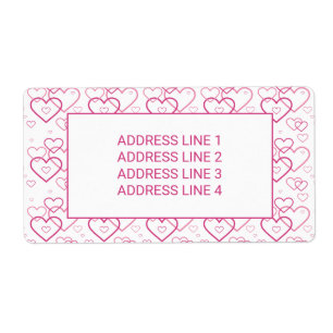 Étiquette Pink Heart Shapes Pattern With Custom Text