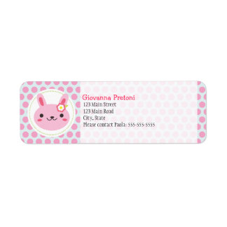 Étiquette Pink Kawaii Bunny et Pois