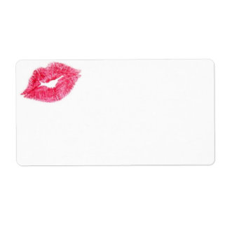 Étiquette Pink Lipstick Kiss Print Label