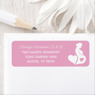 Étiquette Pink Midwoman Doula ou OBGYN Adresse de retour