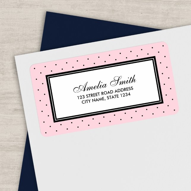 Étiquette Pink Modern Classic Polka Adresse Point (Créateur téléchargé)