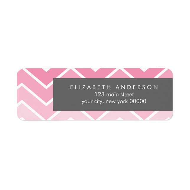 Étiquette Pink Ombre Zig Zag Chevron Motif (Devant)