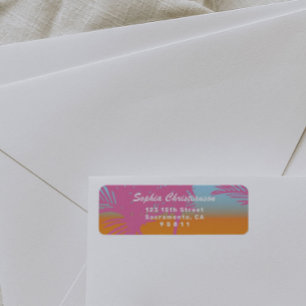 Étiquette Pink Palm Trees Adresse de retour Label