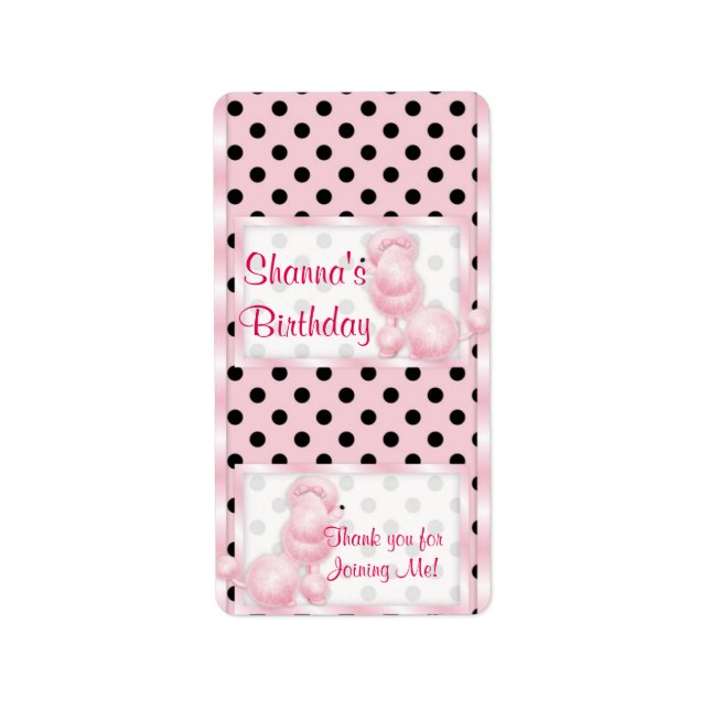 Étiquette Pink Poodle Anniversaire Miniature Candy bar wraps (Devant)