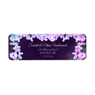 Étiquette Pink & Purple Starry Night Sky Adresse de retour