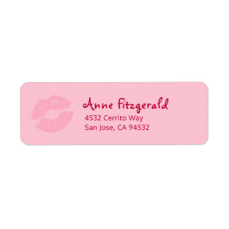 Étiquette Pink red lipstick kiss return address label