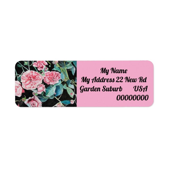 Étiquette Pink Rose Flower Floral Return Address Labels (Devant)