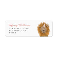 Pink Safari Animal Lion Retourner l'adresse Label