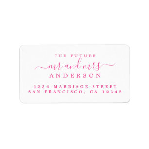 Étiquette Pink Script Future M. Mme Adresse de retour