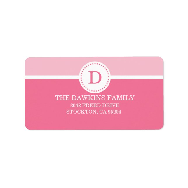 Étiquette Pink Sweet Monogramme Personnalisé Famille Monogra (Devant)