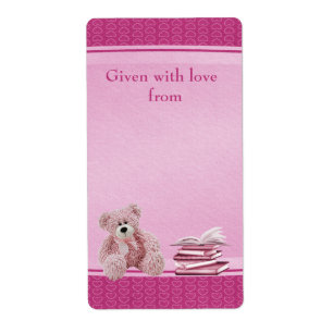 Étiquette Pink Teddy Apportez un livre Baby shower plaques d