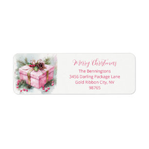 Étiquette Pink Vintage Élégant Noël Adresse de retour