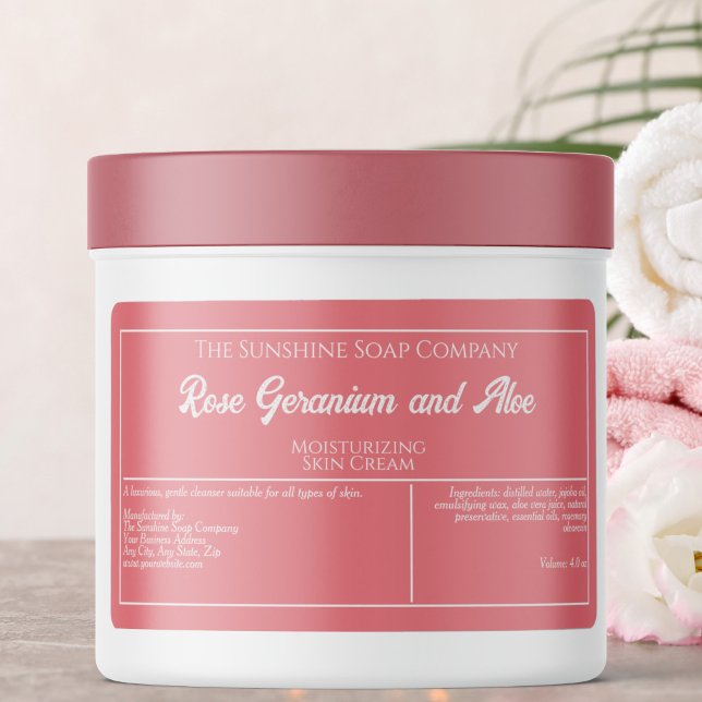 Étiquette Pink w White Texte savon ou cosmétique jar étiquet (Créateur téléchargé)