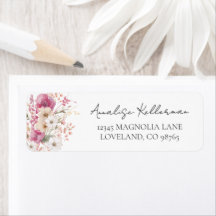 Pink Wildflower Return Address