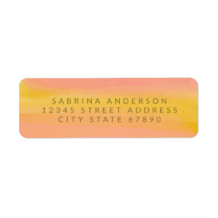 Étiquette Pink Yellow Elegant Aquarelle Adresse de retour