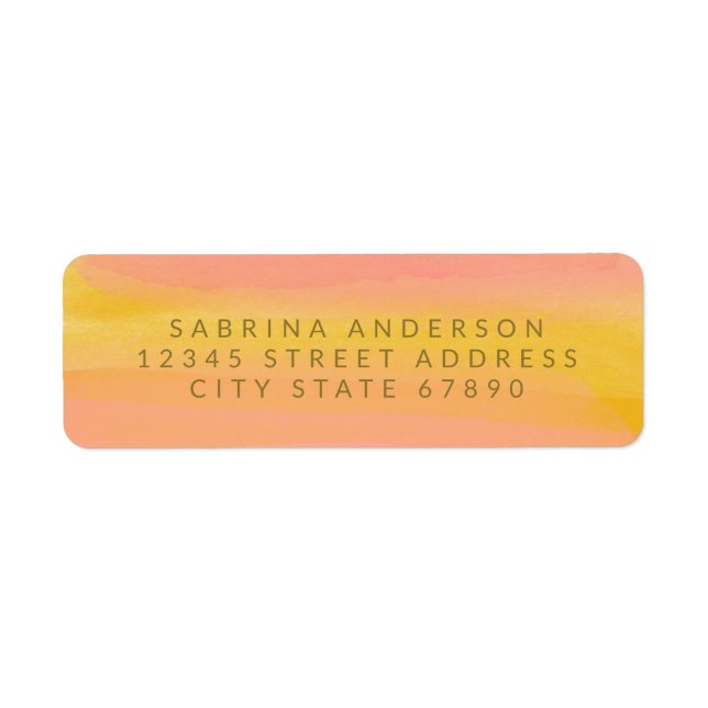 Étiquette Pink Yellow Elegant Aquarelle Adresse de retour (Devant)