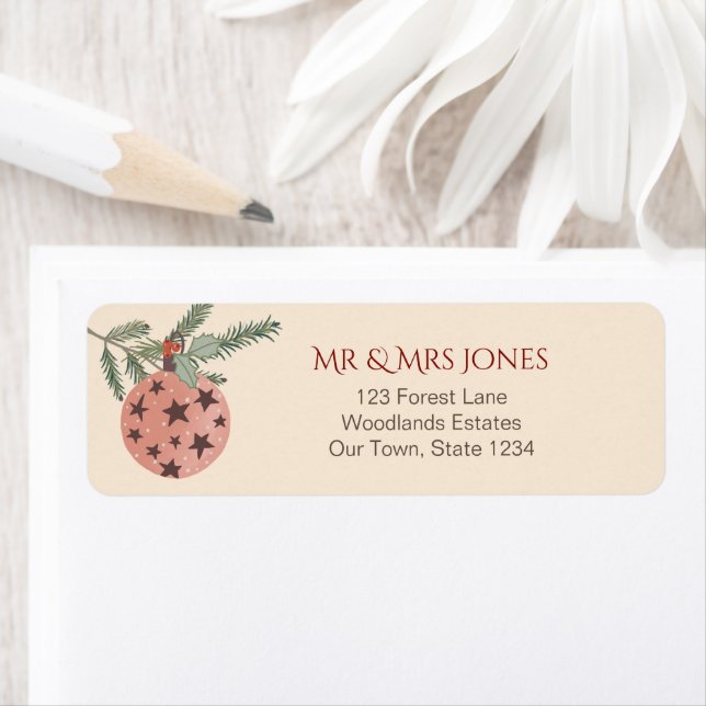 Étiquette Pins de Noël rétro (En situation)