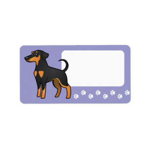 Étiquette Pinscher de dobermann de bande dessinée (oreilles