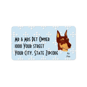 Étiquette Pinscher rouge de dobermann