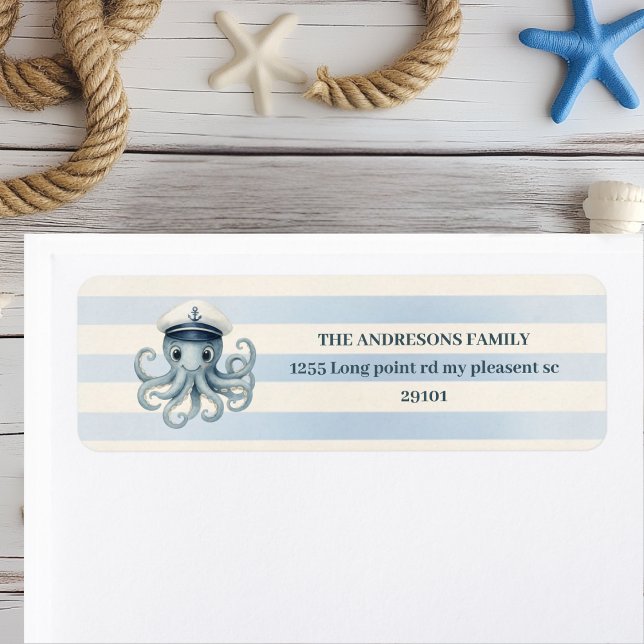 Étiquette Pipe nautique Ahoy | | Bleu Pastel (Créateur téléchargé)