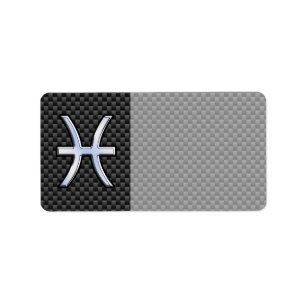 Étiquette Pisces Zodiac Sign on Carbon Fibre Print