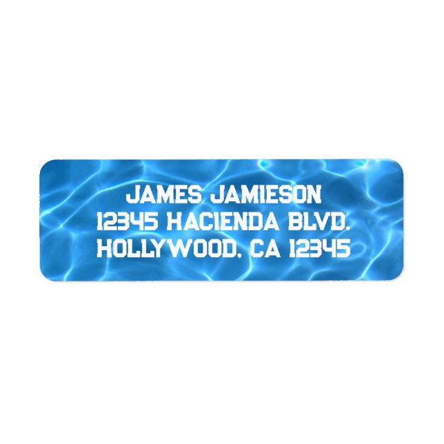 Étiquette Piscine Bleu Aqua Photo Sport (Devant)