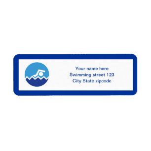 Étiquette Pismming venin, swimmer on blue circle custom