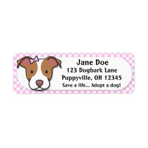 Étiquette Pitbull Terrier américain de guingan rose de