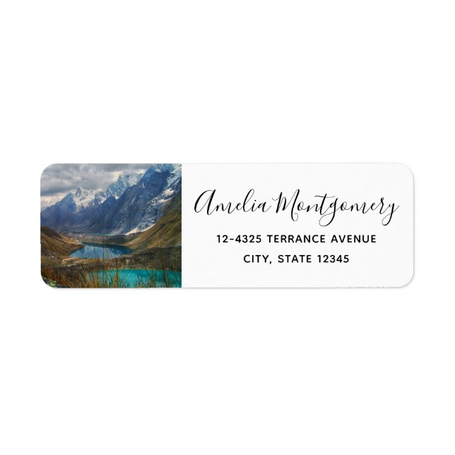 Étiquette Pittoresque Alpine Mountains Adresse photo (Devant)