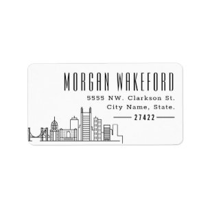 Étiquette Pittsburgh, Pennsylvanie Moderne Déco Skyline Larg