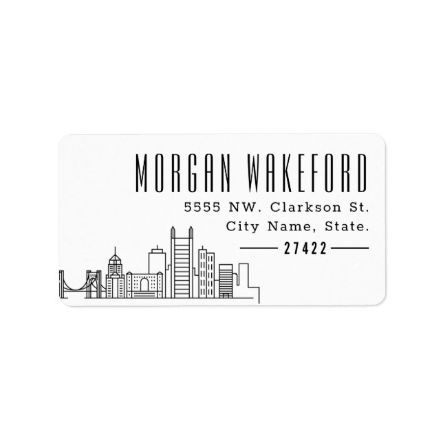 Étiquette Pittsburgh, Pennsylvanie Moderne Déco Skyline Larg (Devant)